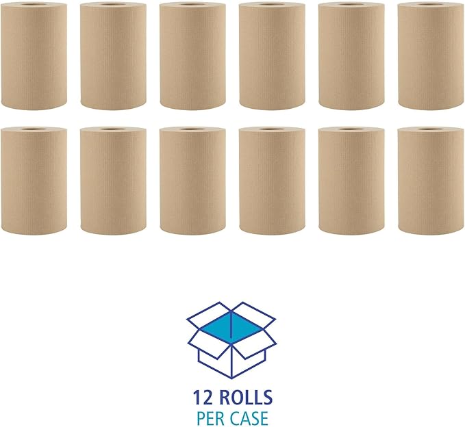 Boardwalk BWK6252 Hardwound Paper Towels, 8" x 350ft, 1-Ply Natural (Case of 12 Rolls)