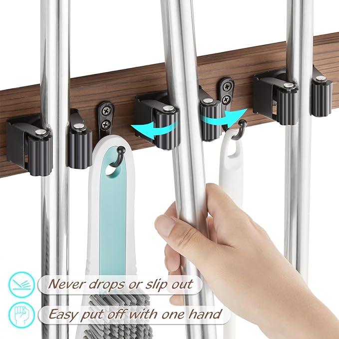 OUTNILI Broom Holder and Coat Rack Wall Mount Bundle
