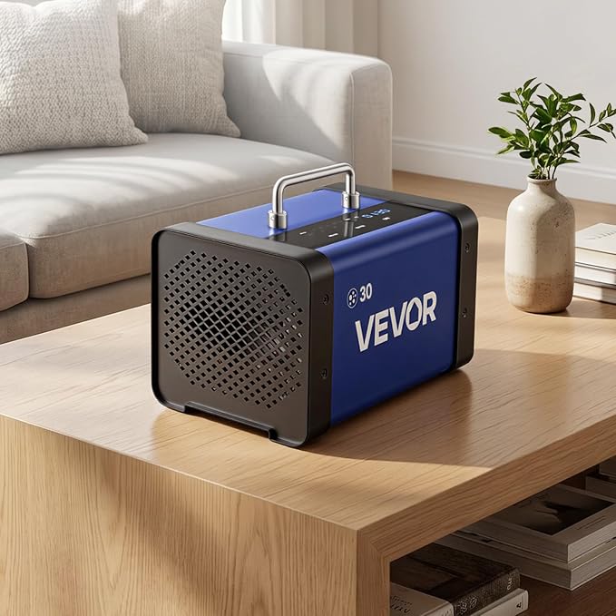 VEVOR Ozone Generator, 30000mg/h Commercial Ozone Machine, with 15s Delayed Start & Dual-Hose Water Mode & LCD Touchscreen, Industrial Deodorizer for Car, Smoke, Home Odors, Up to 2700 sq.ft