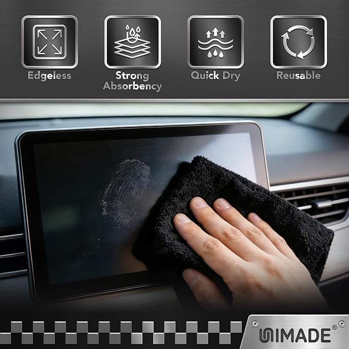 UNIMADE Microfiber Cleaning Cloth, 24 Pack Reusable Microfiber Towels for Cars Lint Free Cleaning Shop Towel Rags for Home Kitchen Automotive Bar Mechanic Restaurant Garage, 11"x 12", Grey
