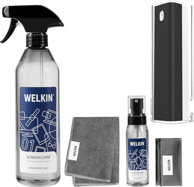 CLICK CLEAN Screen Cleaner Kit - 1 X Screen Cleaner for All Phones, Laptop and Tablet Screens, 2 X Cleaning Mist, 1 Microfiber Cloth and 1 Glass Wipe Included