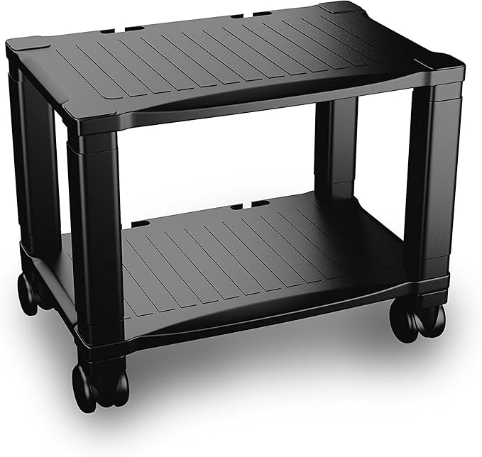 Home-Complete Printer Stand-2-Tier Under Desk Table for Fax, Scanner, Printer, Office Supplies-Compact and Mobile with Wheels for Portable Storage