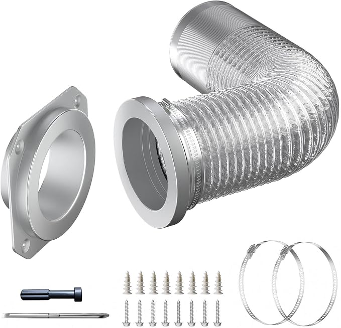 Magnetic Dryer Vent Connector Kit, MV-180° 4 Inch 3.3FT Hose, Airtight Quick Connect Magvent Dryer Vent, Optimized Airflow for Home Laundry Safety