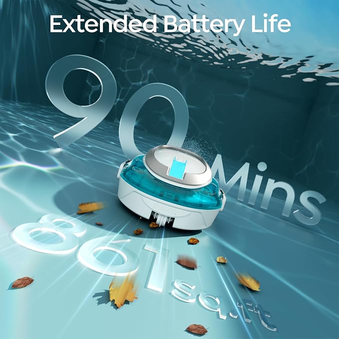 S2 Robotic Pool Cleaner for Above Ground Pools, Efficient Coverage for Small to Medium Pools, Dual-Layer Filtration, 90-Min Cleaning Support, Self-Parking, Easy Maintenance (Sky Blue)