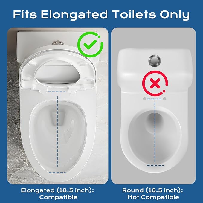 Elongated Bidet Toilet Seat – Non-Electric, Slow-Close Lid, Adjustable Water Pressure, Self-Cleaning Dual Nozzles for Frontal & Rear Wash, Leak-Resistant Brass Inlet, Easy Installation (Elongated)