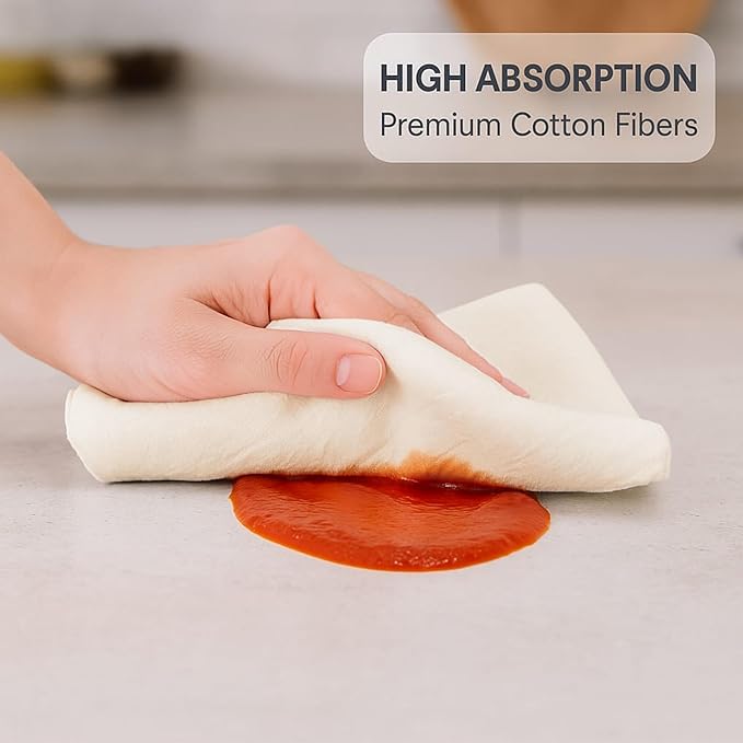 Dish Cloths Cotton | Kitchen Wash Cloth | Shop Towels Absorbent and Lint Free Flour Sack | Dishcloths for Kitchen Washing Dishes | Thick Absorbent Quick Dry Dish Rags | 24 Pack 13"x13" Natural