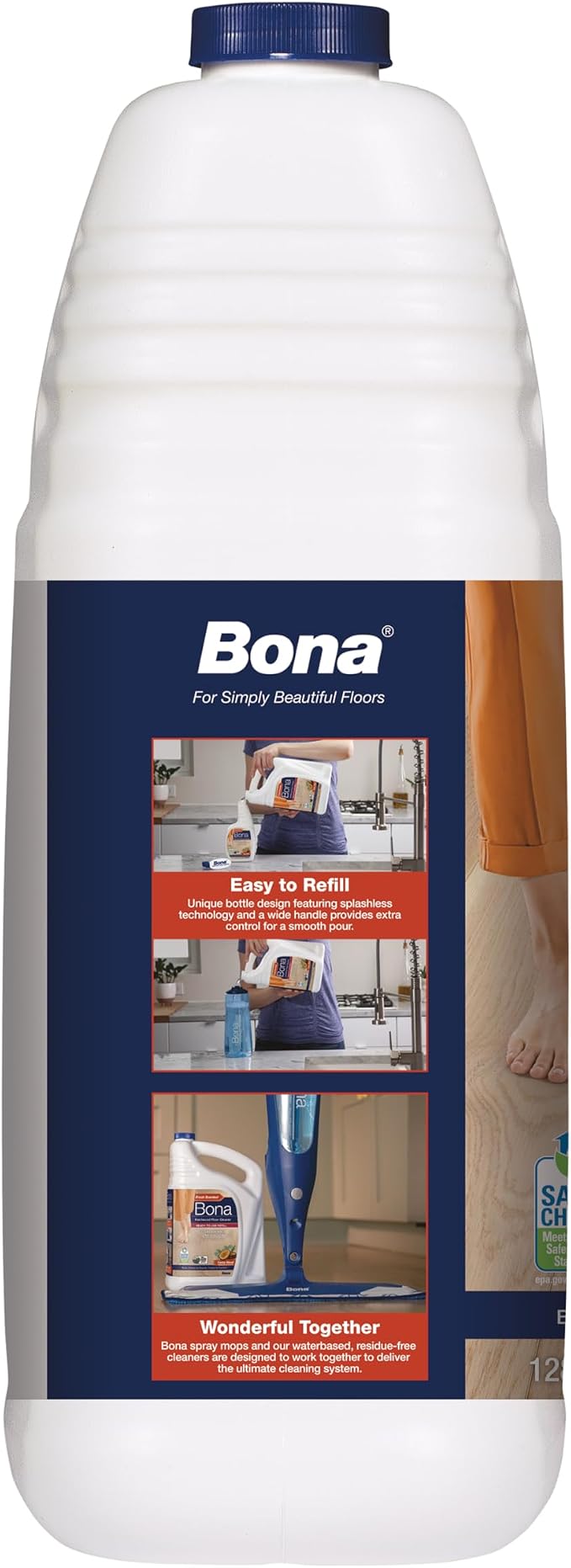 Bona Hardwood Floor Cleaner Refill - 128 fl oz - Cedar Wood Scent - Residue-Free Floor Cleaning Solution Spray Mop and Spray Bottle Refill - For Wood Floors
