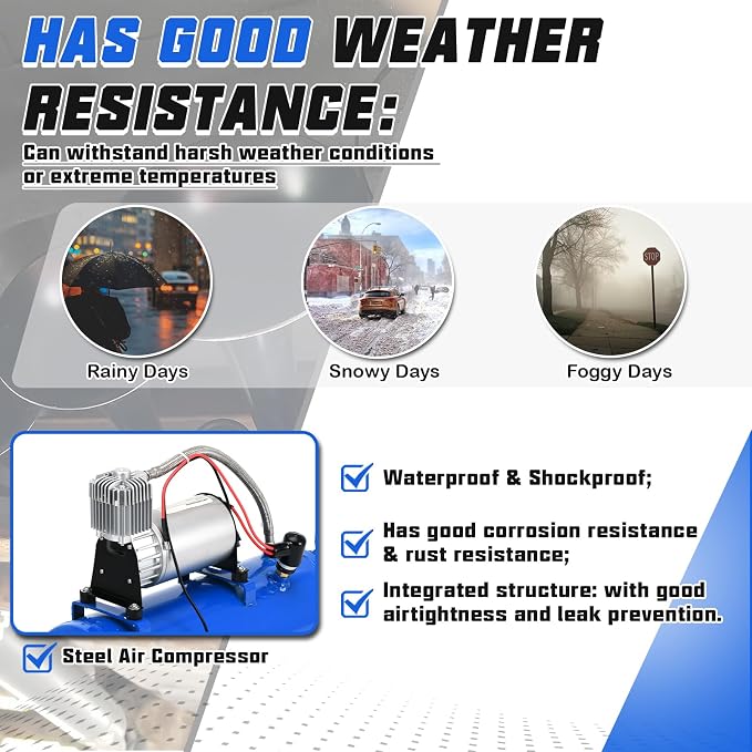 PTNHZ DC 12V MAX 150PSI Air Compressor Tank Pump w/6 Liter 1.6 Gallon Tank For Train Truck Boat Pickup Motorhome Portable Air Compressor Pump