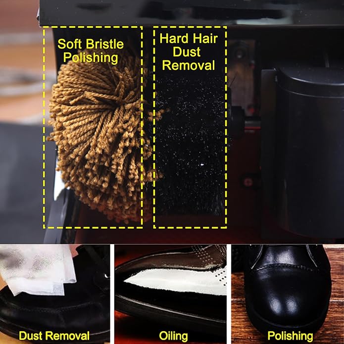 Sangeuhhlk Electric Shoe Buffer, Shoe Polisher Automatic Stainless Steel Dust Removal Polishing Clean Kit for Home Hotel Bank