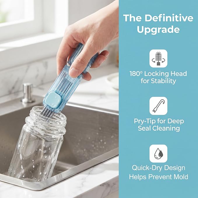 VIDONIO 4 in 1 Cup Lid Gap Cleaning Brush, Multifunctional Insulation Bottle Cleaning Tools, Mutipurpose Tiny Silicone Cup Holder Cleaner, Home Kitchen Cleaning Tools