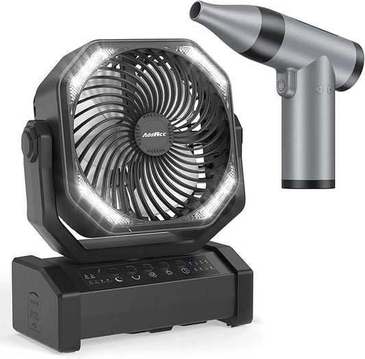 AddAcc 20000mAh Rechargeable Camping Fan + Compressed Air Duster, 30 Gear Stepless Speed, 70000 RPM Super Power Turbo Fan