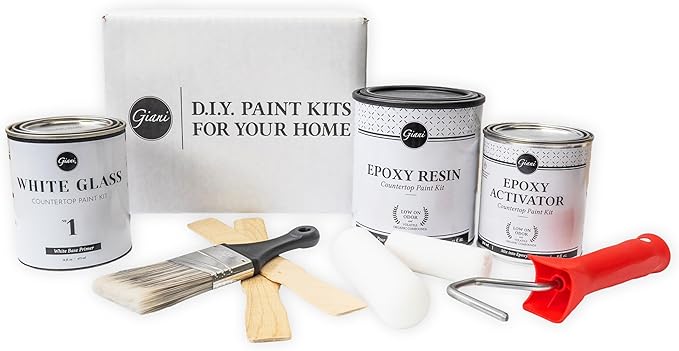 Giani Quartz Easy Epoxy - Small Project Countertop Paint Kit (White Glass)