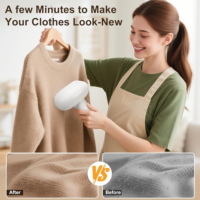 Fabric Shaver, Handzee Electric Lint Shaver, Dual Motor Sweater Shaver, Fabric Pilling Remover, Powerful 2 Gear 6-Leaf Blades, Portable Defuzzer Clothes Fuzz Remover for Sweater Furniture (White) | Equipped with 6 sharp blades, safely remove lint fuzz,...