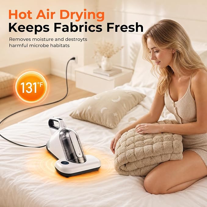 UV Mattress Vacuum Cleaner 16Kpa, Bed Vacuum with Smart Dust Sensor & HEPA Filter, 450W Couch Cleaner Machine for Pet Hair, Upholstery, Bed, Sofa Deep Cleaning