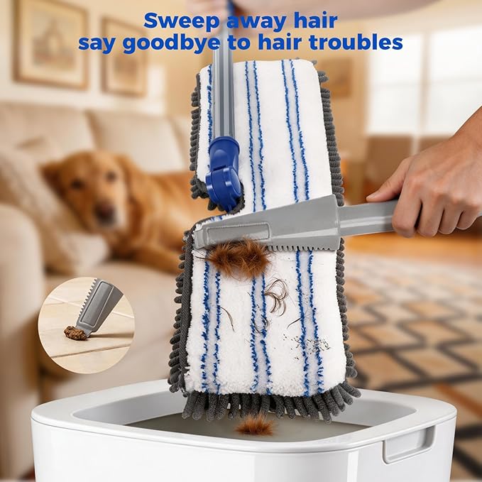 Masthome Microfiber Mops for Floor Cleaning,Dust Mop with 4 Reusable Pads,Flat Flip Mops for Wet & Dry Use,Professional Microfiber Mop for Hardwood, Laminate,Tile Floor Cleaning-1 Scraper