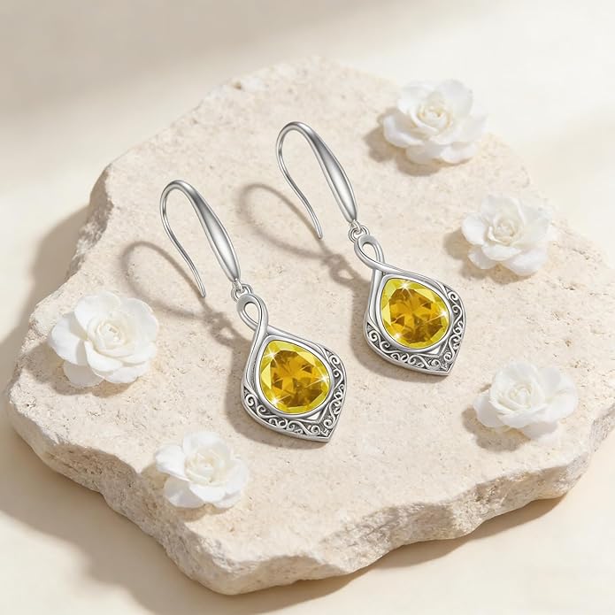 PELOVNY Celtic Knot Filigree Earrings for Women 925 Sterling Silver Moss Agate/Birthstone Infinity Earrings Birthday Christmas Jewelry Gifts for Mom Daughter Wife Sister
