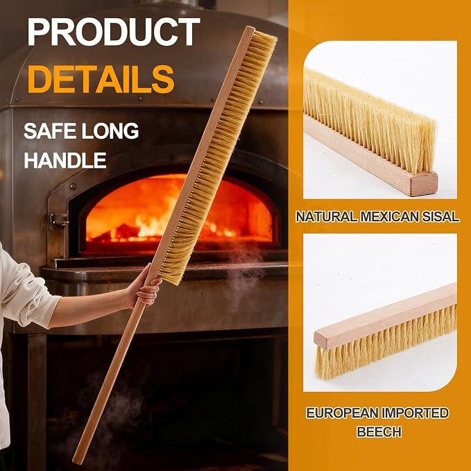 Maxdot 2 Pcs 51 Inch Giant Oven Brush Pizza Stone Brush with Long Handle for BBQ Grill Cleaning, Outdoor Oven Accessories