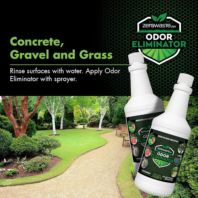ZERO WASTE USA Odor Eliminator Ultra Concentrate - Commercial Strength Enzyme Cleaner - Eliminates odors from Any Organic Matter - Made in USA - Makes up to 128 Gallons (4 Gallons)