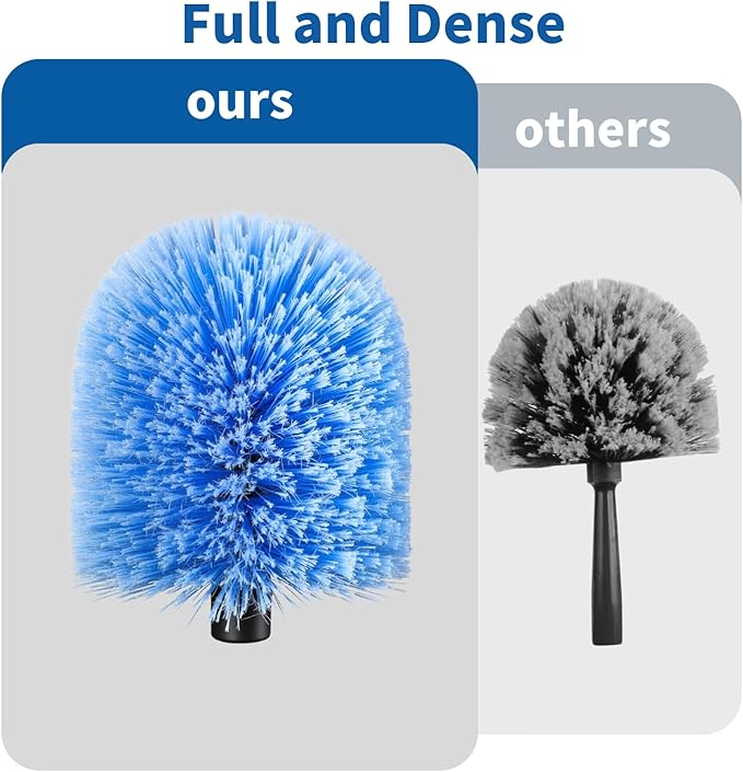 Screw on Webster Cobweb Duster Head for Pole,Spider Web Remover Brush, Cobweb Duster Head Attachment,Fits Standard 3/4 inch Threaded Poles(Big, Blue)