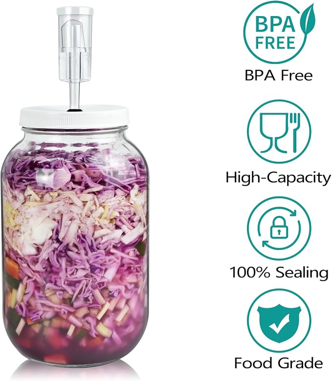 Artcome 2 Pack 1 Gallon Fermentation Jars with Airlocks & Lids - Transform Gallon Jar Into a Fermenter - Perfect for Pickles, Hard Kombucha, Beer, Wine, Cider - Gallon Lid with Econolock Airlock