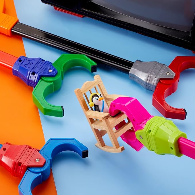 Lewtemi Interactive Grabber Claw Toy for Kids, 18 Inch Robot Arm Hand Claw Reacher Pickup Tool, Hand Eye Coordination & Fine Motor Skills Stem Toys Gift Pack for Boys Girls(Multicolor,4 Pcs)
