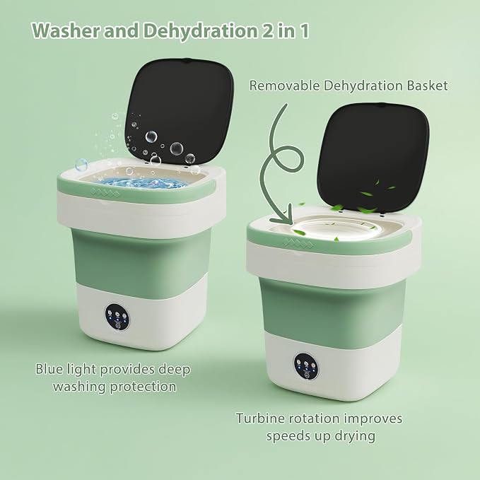20L Portable Washing Machine with Spin Dryer, Foldable Mini Washer, 3 Wash Modes for Baby Clothes, Underwear and Socks, Ideal for Travel, Dorms and Camping
