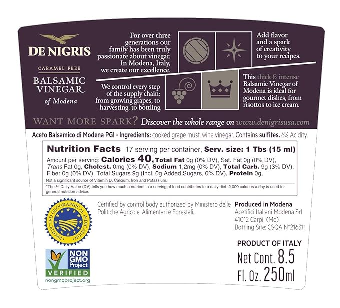 De Nigris Platinum Eagle Balsamic Vinegar of Modena - 250mL