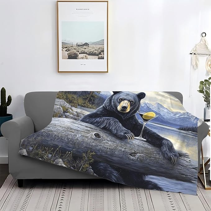 Tijuboni Bear Cabin Throw Blanket Bear Gifts for Girls Boys Women Men Kids Adults Soft Flannel Fleece Blanket for Couch Sofa Bed Home Decor 50"x60"