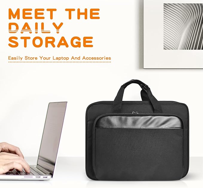 Double-Layer Portable Mobile Printer Storage Bag with 16.14 in Compatible with HP Tango/Tango X, HP Officejet 250/200 Printer Carrying Case with Laptop Layer, Shoulder & Trolley Strap