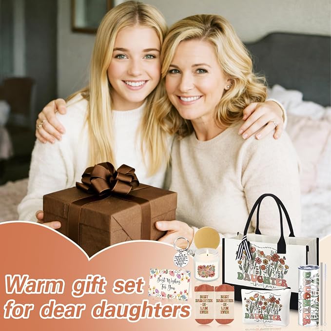 Patelai 7 Pcs Daughter in Law Gifts, Mother’s Day Gifts for Daughter in Law with Tote Bag 20oz Tumbler Candle for Happy Birthday Graduation Wedding from Mom Dad Thank You Gift