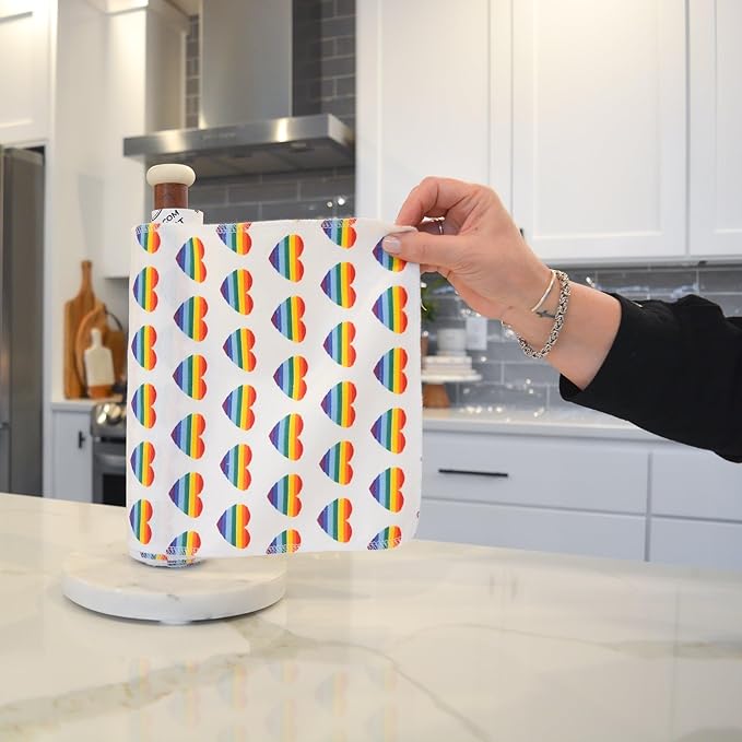 Marley's Monsters UNpaper® Towel Roll 12 Pack – Reusable Paper Towels on Tube – Washable Cotton Flannel Kitchen Roll – Zero Waste Snap Free Alternative Made in USA (Pride Pack, 12 Pack)