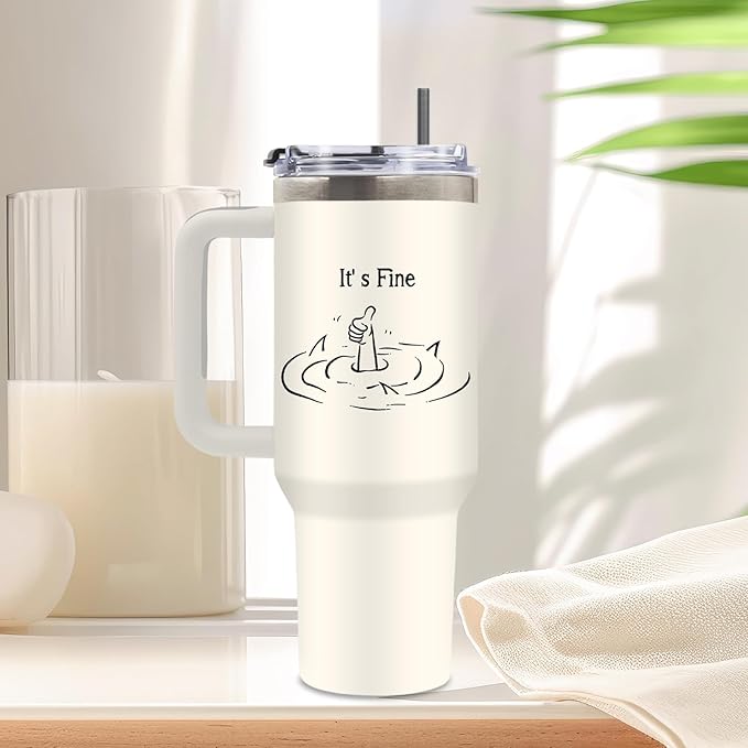 DUUV Motivational Gifts for Women Men, Funny Saying Tumbler 40 Oz with Handle Lid and Straws, Funny Coworker Gifts for Work Office, Inspirational Gift for Birthday Christmas, 1PCS