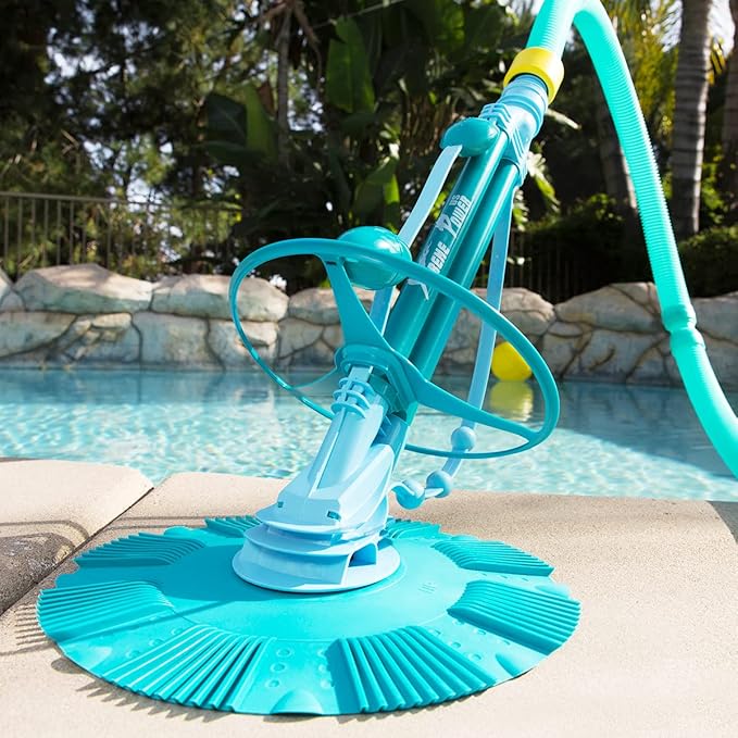 XtremepowerUS Automatic Pool Cleaner Sweeper Vacuum Pool Cleaner Sweep High Flow Side Suction Wall Climb In-Ground/Above Ground Swimming Pool with Hose Suction Set (Blue)