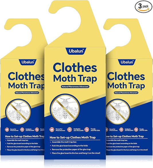 Clothes Moth Traps with Powerful Pheromones, Natural & Odor-Free Sticky Moth Traps for Clothes & Closets, Refillable 6-Pack
