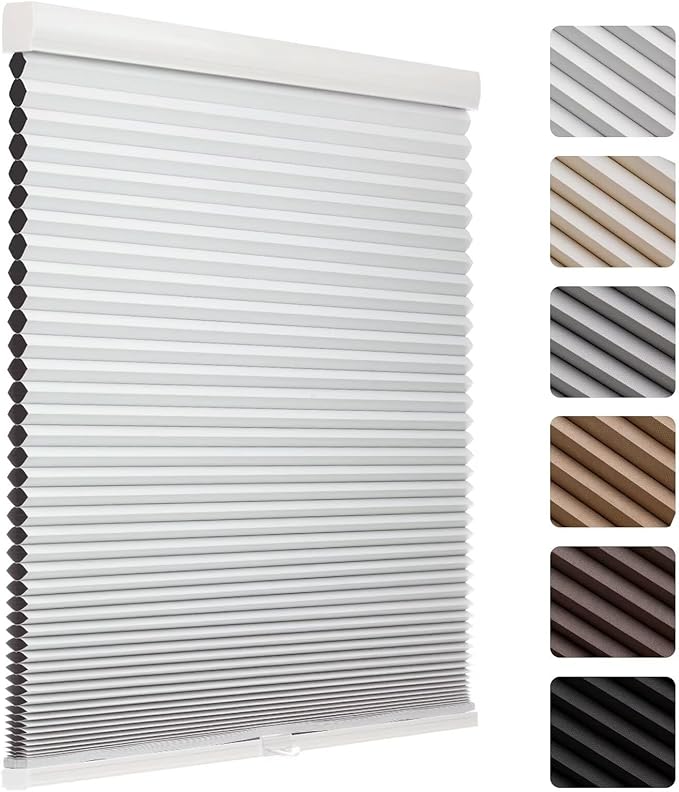 MYshade Cordless Blackout Cellular Shades, 1.5" Honeycomb Window Blinds for Bedroom & Nursery, Thermal Insulated, Noise Reducing, Privacy Shades, Inside or Outside Mount (27" W x 64" H, White)