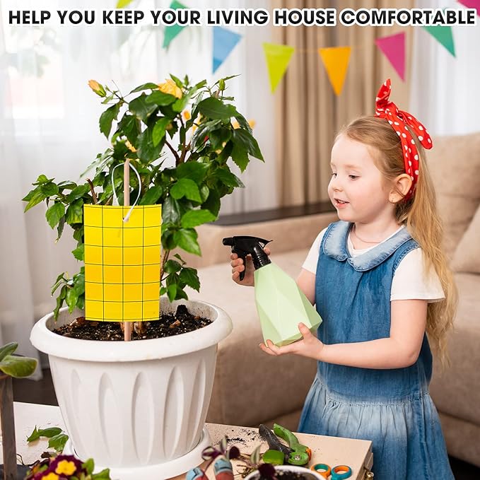 Qualirey 500 Pcs Sticky Trap for Gnats 3 x 5'' Dual Side Sticky Fruit Fly Trap with Tie Plant for Flying Insect Fungus Bugs Flying Catcher for Indoor (Yellow)