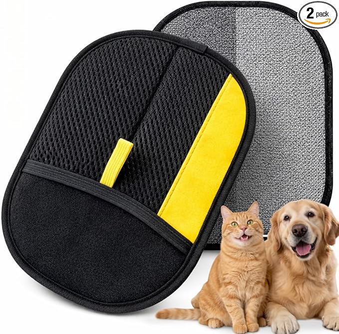 Pet Hair Removal Glove 2PCS Electrostatic Deshedding Glove for Cat Dog Pet Grooming Fur Cleaning for Furniture Sofa Bed Carpet Car Seat Clothes