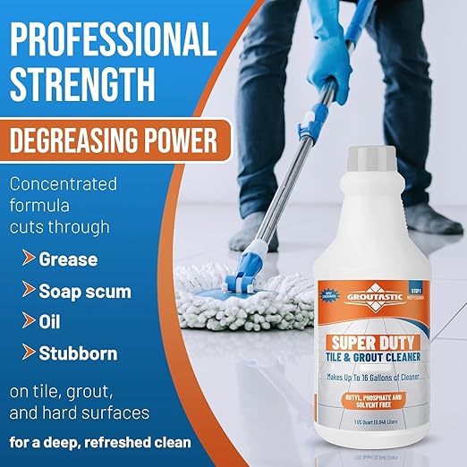 Deep Clean & Restore Bundle – Heavy Duty Tile & Grout Cleaner with White Grout Paint Pen 2-Pack – Degreaser & Grout Whitener Kit for Bathroom, Kitchen, Shower