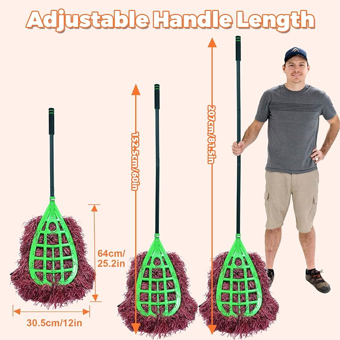 Large Outdoor Broom, Commercial Industrial Grade Yard Broom with 81.5" Long Handle, Durable Fiber Sweeping Broom for Patio, Garage, Driveway, Lawn and Sidewalk Cleaning