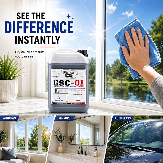 GSC-01 Professional Glass & Surface Cleaner, Streak-Free, Ammonia-Free, Liquid, for Windows, Mirrors & Auto Glass, 100 oz | Bulk Jug