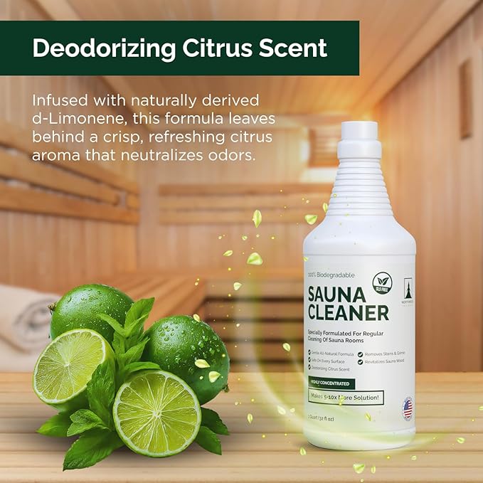 Northwood Sauna - Sauna Cleaner - Natural Wood Cleaner & Deodorizer - Makes 10x More Solution - 1 Quart (32 Fl Oz)