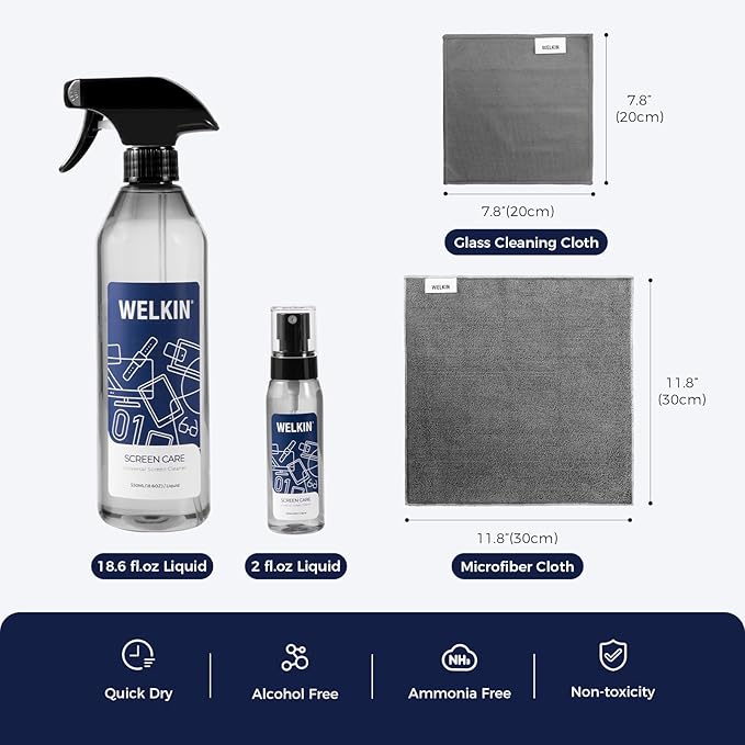 CLICK CLEAN Screen Cleaner Kit - 1 X Screen Cleaner for All Phones, Laptop and Tablet Screens, 2 X Cleaning Mist, 1 Microfiber Cloth and 1 Glass Wipe Included