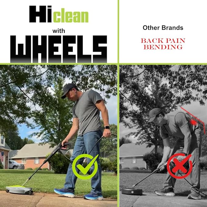 Hiclean 12" Electric Pressure Washer Surface Cleaner with Wheels 3200 PSI Max, Surface Cleaner for Power Washer Attachment for Concrete, Patio, Sidewalk, and Driveways