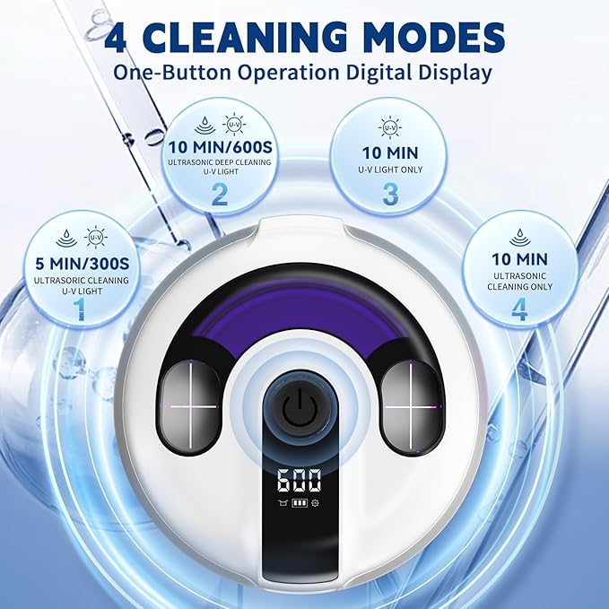 Ultrasonic Retainer Cleaner Machine 48kHz, Cordless Dental Cleaning Pod, Ultrasonic Retainer Cleaner for Aligners, Dentures, Mouth Guards, Toothbrush Heads and Jewelry with 200ML Capacity, LAB Supply