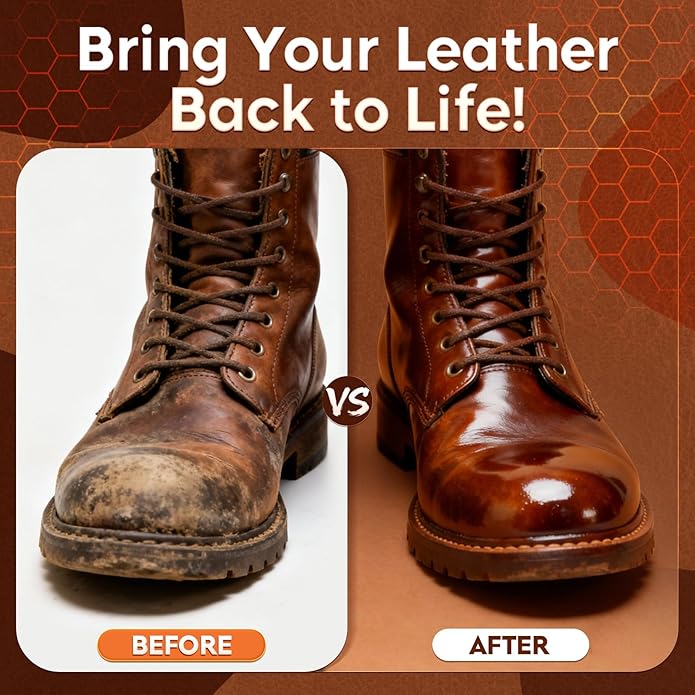 LANBEIDE Leather Boot Care Kit, Boot Cleaning & Shine Kit – Includes Saddle Soap, Mink Oil Conditioner, Waterproofing Wax, and Brushes for Men & Women Cowboy Boots