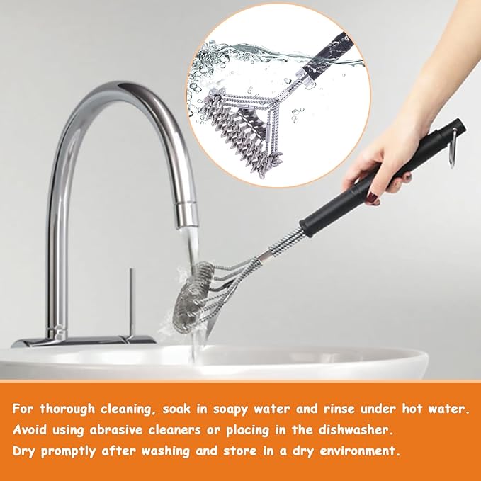 Bristle-Free Grill Brush - Efficient Grill Cleaner with Stainless Steel Scraper, Reinforced for Safety, Fits All Gas, Charcoal, Ceramic & Infrared Grills- BBQ Accessories–Gifts for Grill Wizard