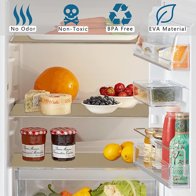 HooTown Kitchen Shelf Liner Drawer Liners, 11.8"W x 157.5"L Non-Adhesive Cabinet Cupboard Liners Refrigerator Waterproof Fridge Mat with Durable Kitchen Cabinet Mat for Drawers, Shelves, Pantry, Khaki