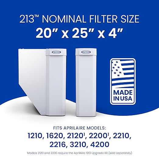 AprilAire 213 Replacement Filter for AprilAire Whole House Air Purifiers - MERV 13, Healthy Home Allergy, 20x25x4 Air Filter (Pack of 1)