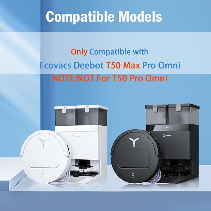 24PCS Replacement Parts for Ecovacs Deebot T50 Max Pro Omni Robot Vacuum Accessories Set, 1 Main Brushes,4 HEPA Filters,6 Mop Pads,6 Dust Bags,6 Side Brushes