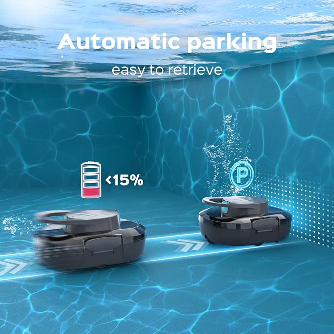 Automatic Robotic Pool Cleaner for Above Ground Pools, S1 Pro Cordless Pool Vacuum with Dual Motors, 120-Min Runtime, Large Debris Basket, Fast Charging and Auto Parking, Stone Gray